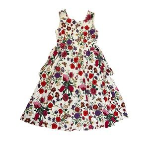 Vintage Adrienne Vittadini Floral A-Line Dress Size 12 Retro Pin Up